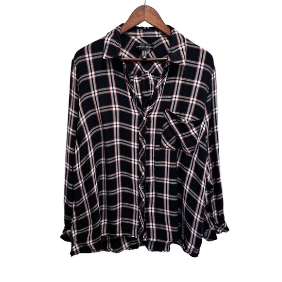 Addition Elle Tops - Addition Elle Love & Legend Black Plaid Button Down Shirt Size 20